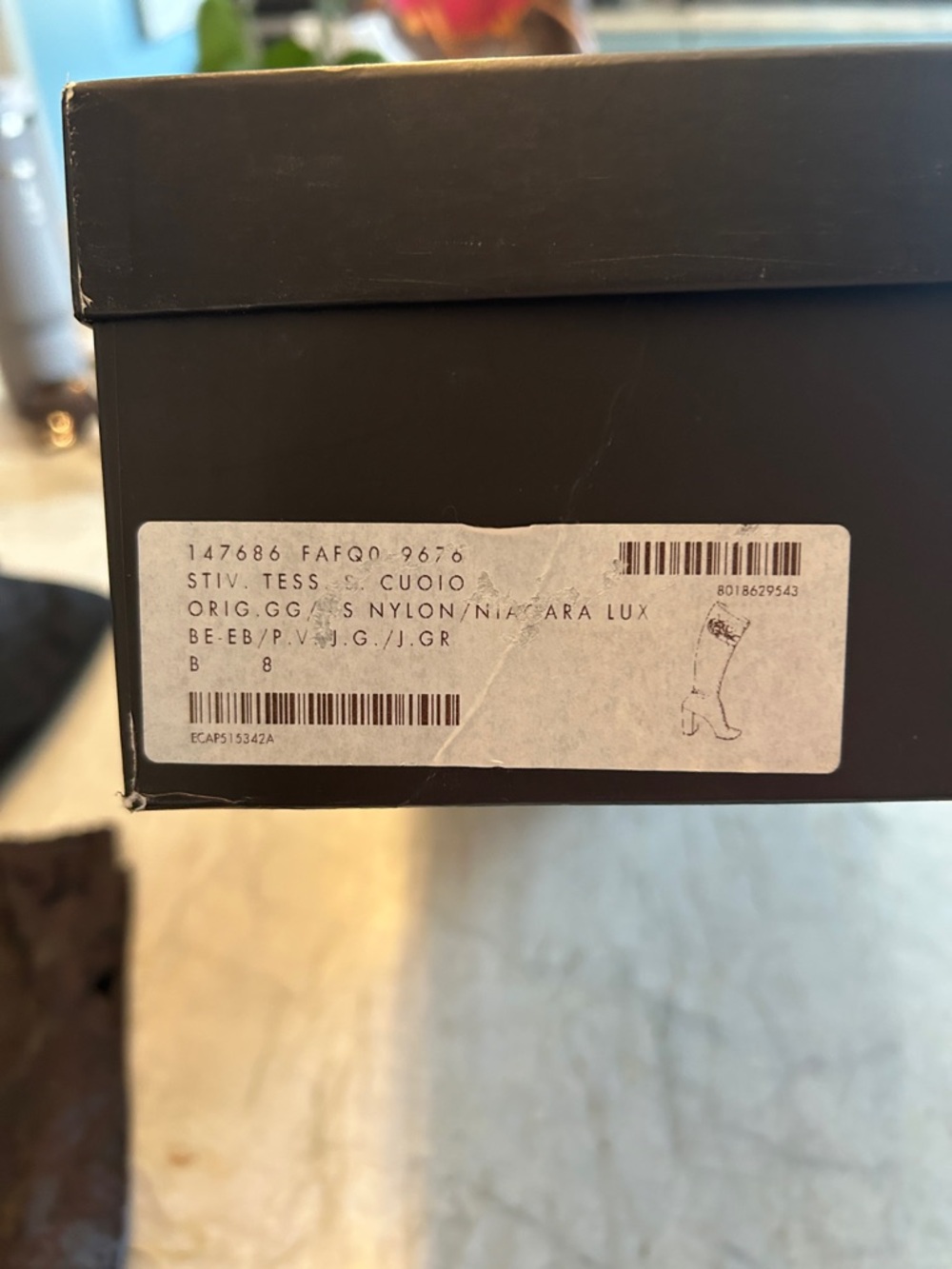 Gucci Black Monogram Stretch Logo Knee Boots with Block Heel and gold accent - Picture 7 of 7